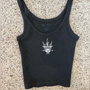 Brandy Melville Black Graphic Nashville Cropped Tank Top